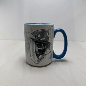Disney Mug White WALL-E EVE Sketch Concept Art Blue Interior Ceramic